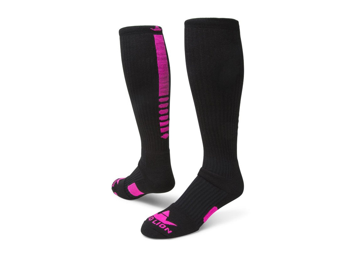 Pegasus 2.0 Knee High Sports Socks - Black Neon Pink - Medium