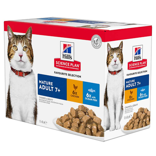 Hills Science Plan Senior Chicken & Fish Wet Cat Food 12x85g