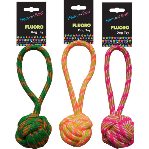 Hem & Boo Fluro Rope Knot Toy with Short Handle