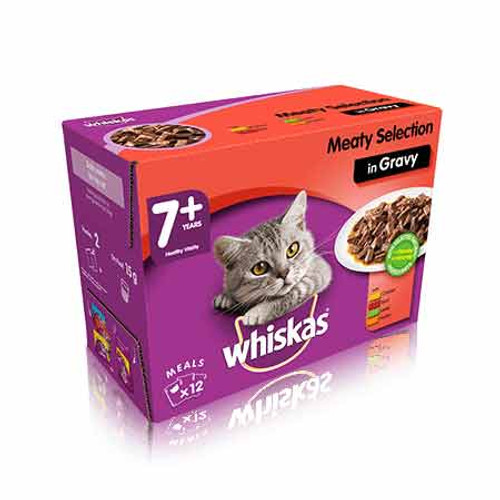 Whiskas Gravy Senior Meat Selection 12pk