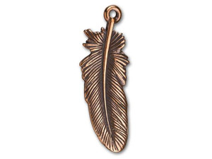 TierraCast Antique Copper-Plated Pewter Large Feather Charm TierraCast Antique Copper-Plated Pewter Large Feather Charm