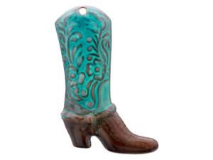 Clearance - Was $19.79 - Gardanne Beads Sea Green with Chestnut Cowboy Boot Pendant Clearance - Was $19.79 - Gardanne Beads Sea Green with Chestnut Cowboy Boot Pendant