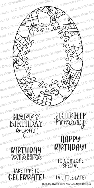 Birthday Oval Stamp Set ©2022 Newton's Nook Designs