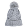 Ladies winter cable knit hat with pom, 100% polyester-LKH5043