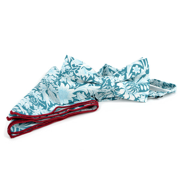 Men's Paisley Floral Print Cotton Bow Tie & Hanky Set - CTBH1737