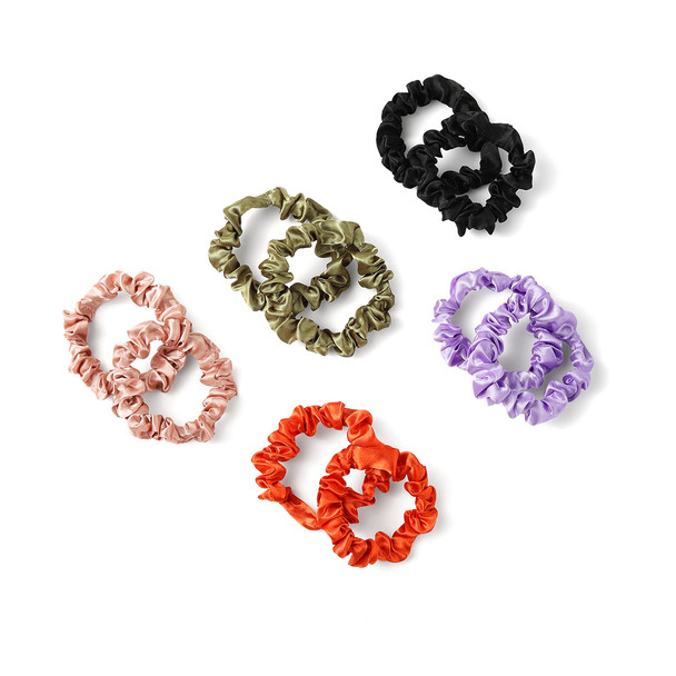 10pc Shiny Satin-feel Thin Scrunchie Set - 10SHS-SLD-2