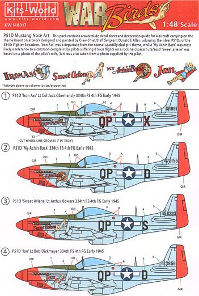 KWMKW148017 - Kits World 1/48 War Birds American Nose Art P51B/D Mustang