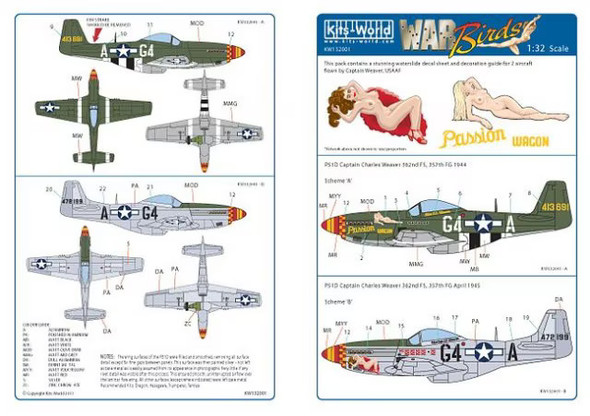 KWMKW132001 - Kits World Decals 1/32  American Nose Art P51D Mustang