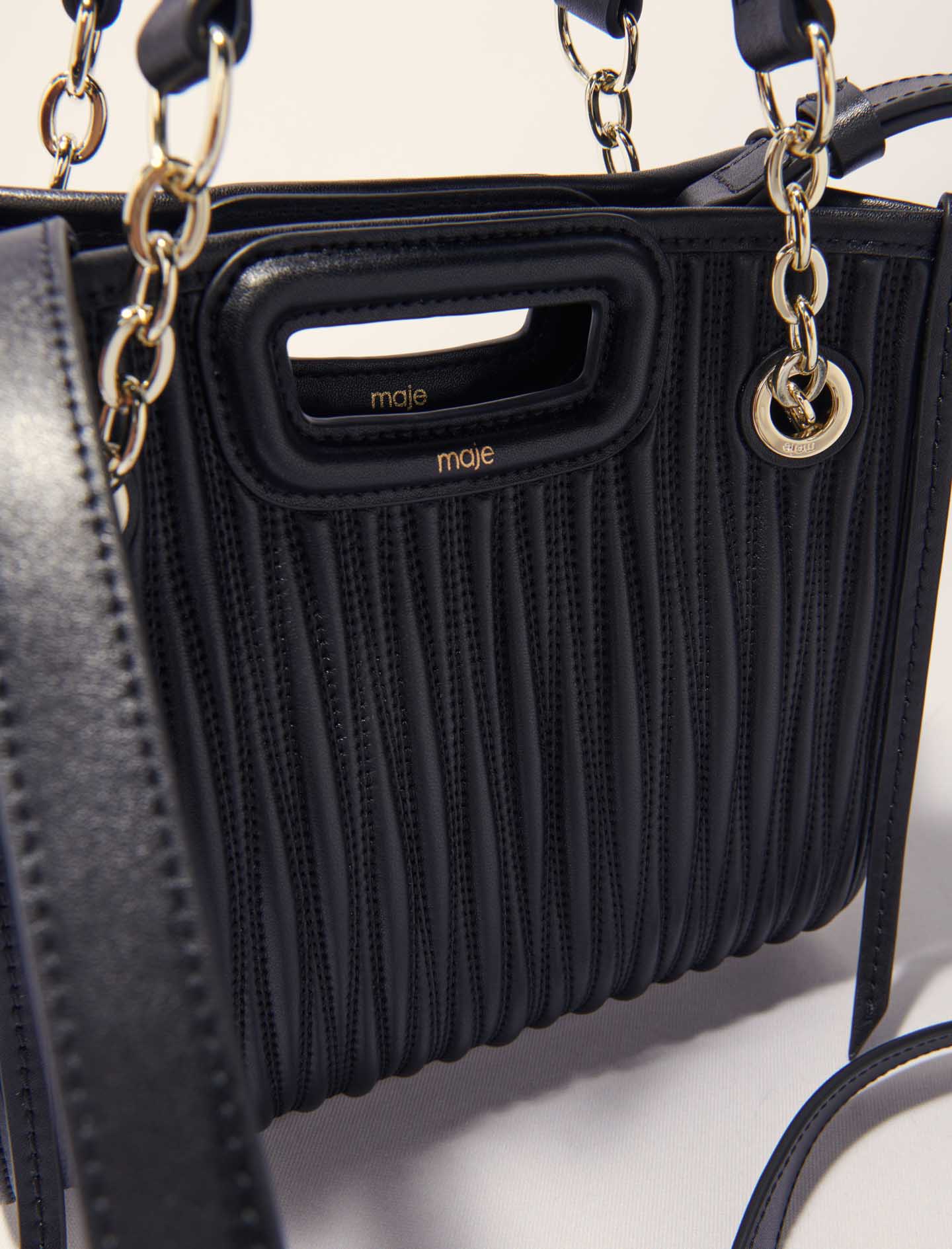 Mini quilted leather tote bag - Black