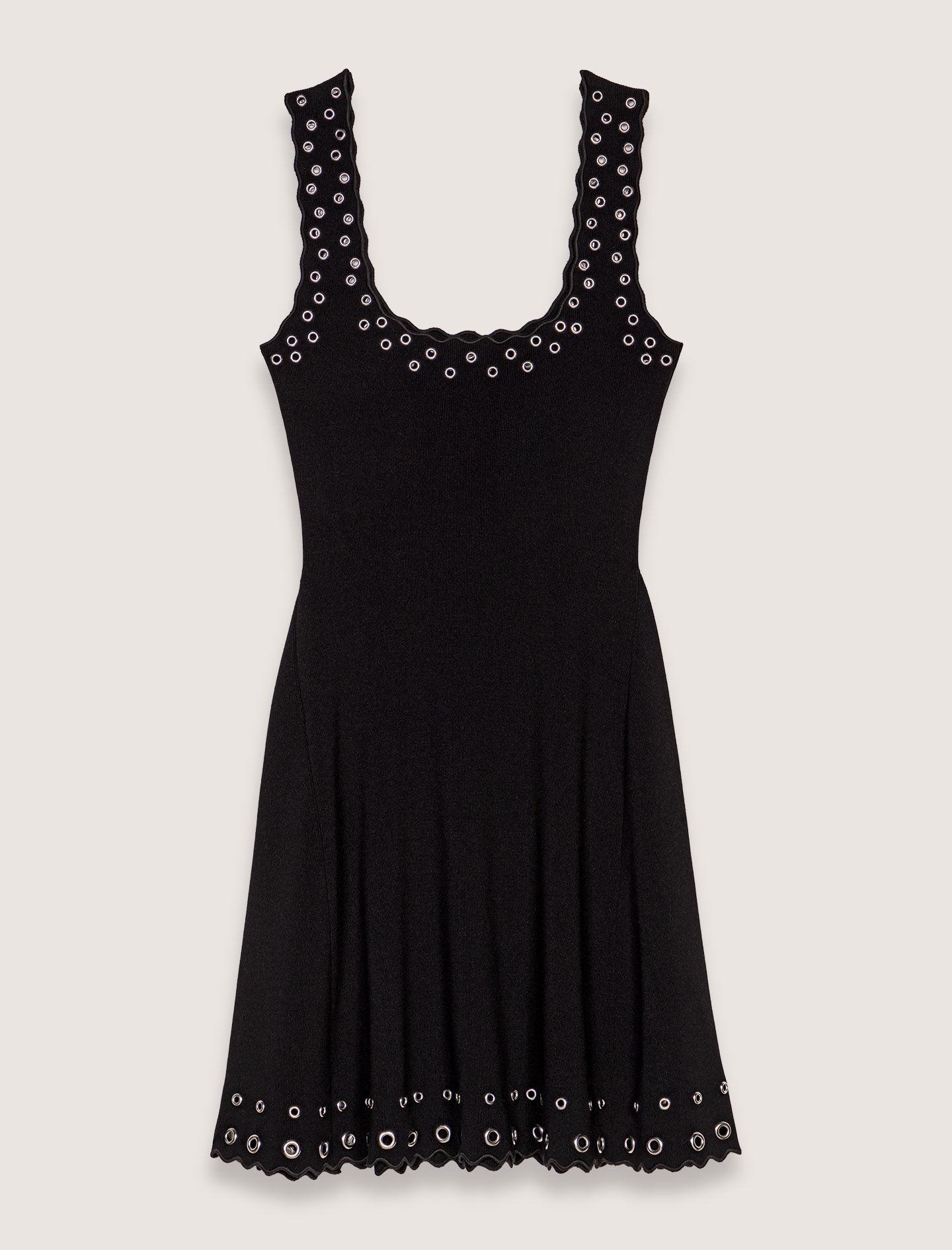 Short eyelet knit dress - Black