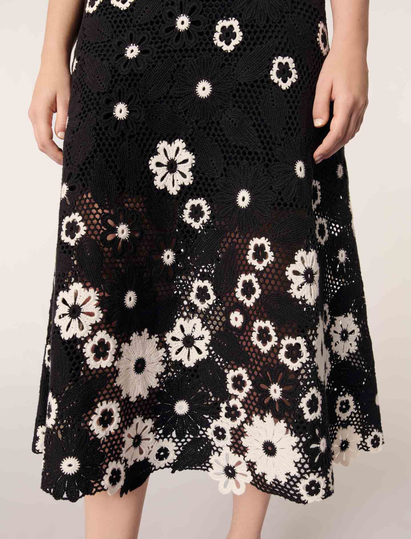 Floral crochet maxi dress - Black