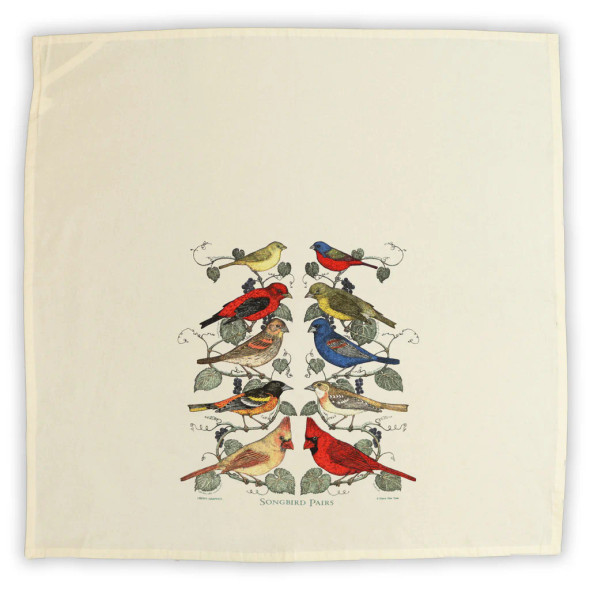 Songbirds Pairs Natural Tea Towel