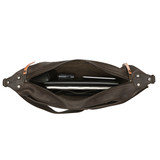 The inside view with contents of the London Leather Sling in black
