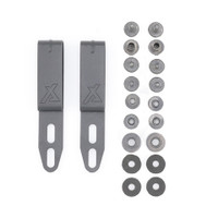 Photo of two Apex clips and mounting hardware.