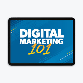 An image of a computer with the Ramsey Career Academy: Digital Marketing 101 on the screen