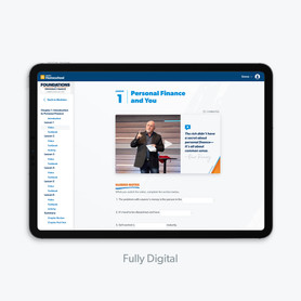 An image of a personal finance class on a computer with the words "fully digital"