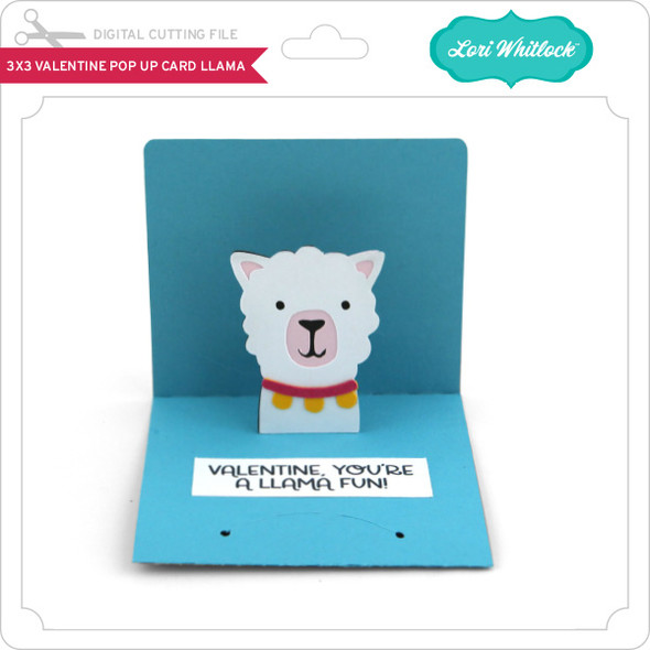 3x3 Valentine Pop Up Card Llama