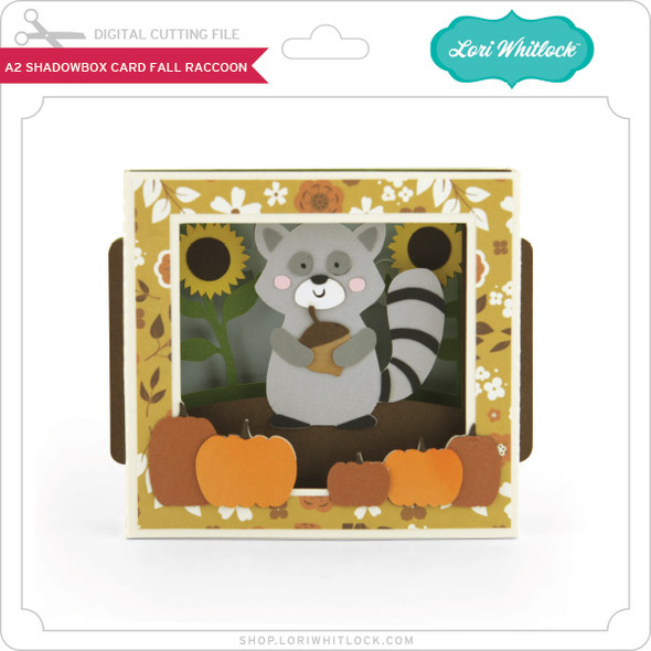 A2 Shadow Box Card Fall Raccoon