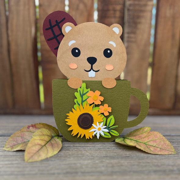 Box Card Teacup Fall Beaver